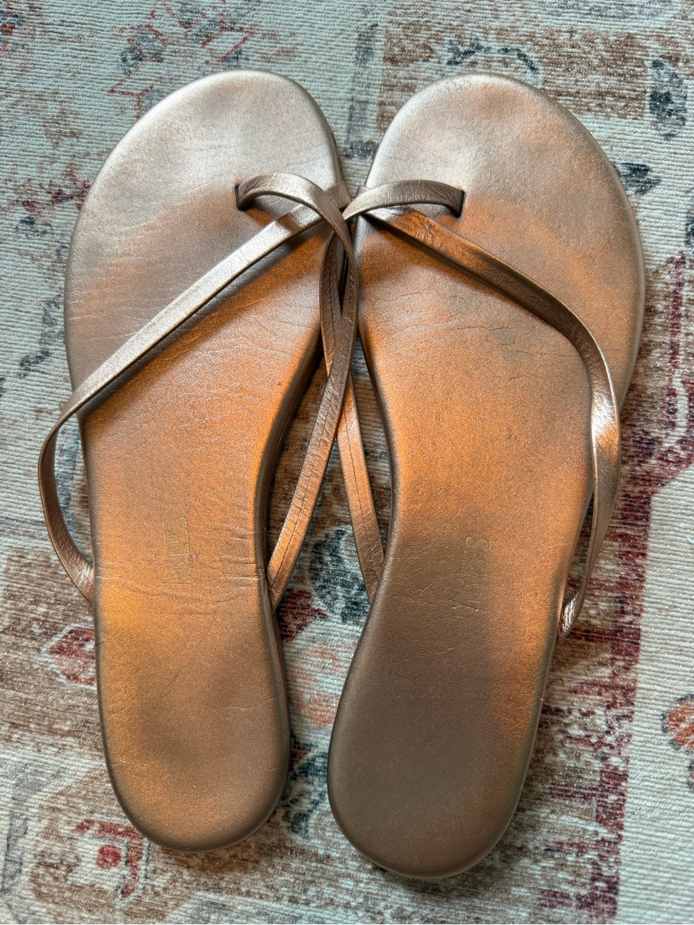 TKEES Metallic Bronze Thin-Strap Flip Flop Sandals